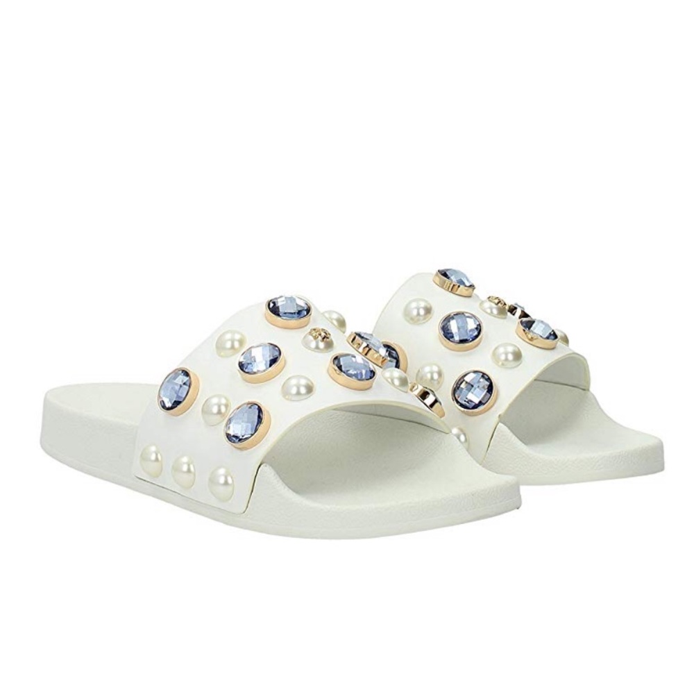 Tory Burch Vail Embellished Jeweled Slides Sandal - Picture 1 of 8
